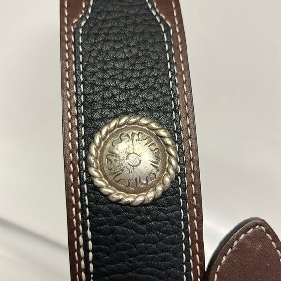 Genuine Top Grain Leather Brown Cowboy Western Stitching Silver Hardware 45/2XL - Picture 6 of 16